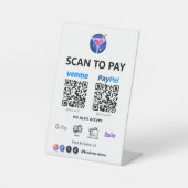 Signe De Table Paiement de code QR multiple | Analyse blanche pou (Recto)