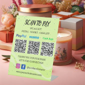 Signe De Table Paiement de code QR | Venmo Paypal CashApp to Pay 