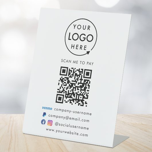 Signe De Table Paiement de code QR | Venmo Paypal Paiement Logo d