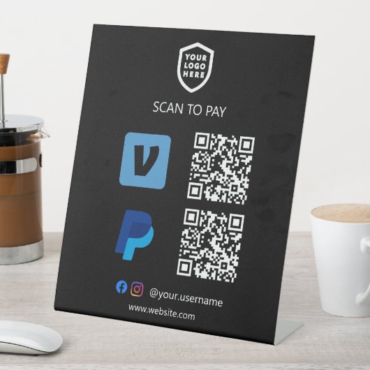 Signe De Table Paiement de code QR | venmo & Paypal Scan pour pay (In SItu)