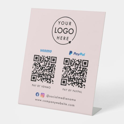 Signe De Table Paiement de code QR | Venmo Paypal Scan pour payer (Recto)