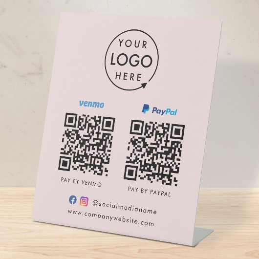 Signe De Table Paiement de code QR | Venmo Paypal Scan pour payer
