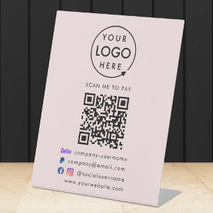 Signe De Table Paiement de code QR Zelle Paypal Paiement Busine