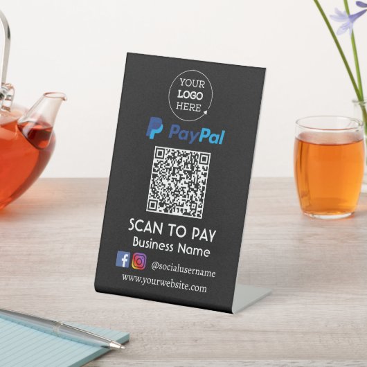 Signe De Table Paiement du code QR Paypal | Analyser pour payer (In SItu)