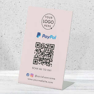 Signe De Table Paiement du code QR Paypal Analyser pour payer l