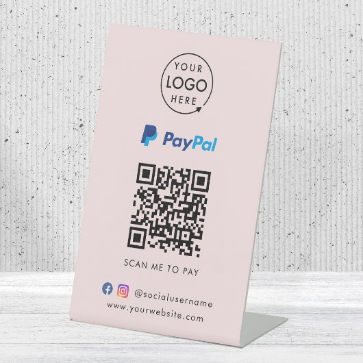 Signe De Table Paiement du code QR Paypal | Analyser pour payer l