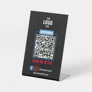 Signe De Table Paiement du code QR Venmo   Analyse noire pour pay