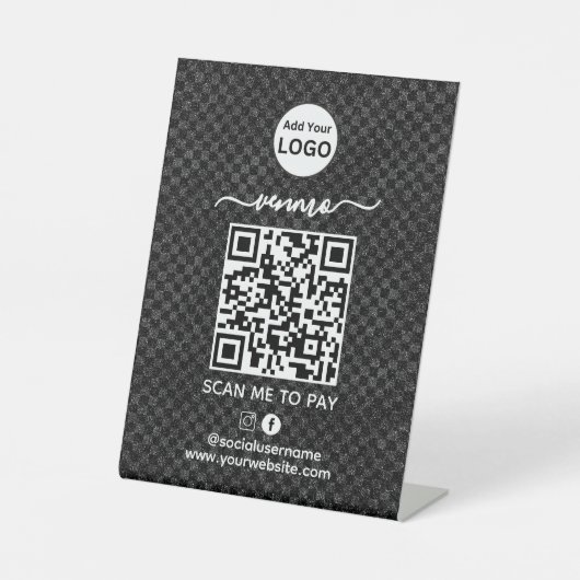 Signe De Table Paiement du code QR Venmo | Analyser pour payer le (Recto)