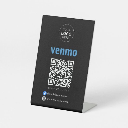 Signe De Table Paiement du code QR Venmo | Analyser pour payer le (Recto)