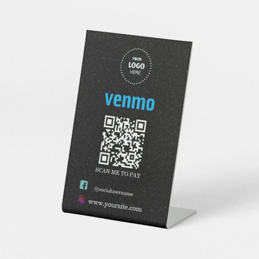 Signe De Table Paiement du code QR Venmo | Analyser pour payer le (Recto)