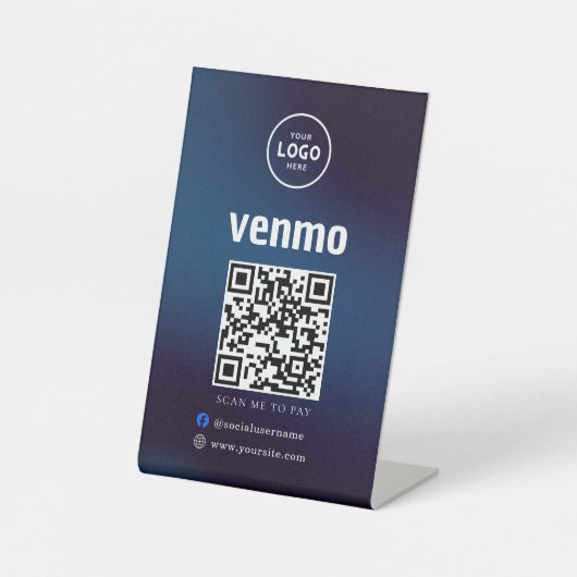 Signe De Table Paiement du code QR Venmo | Analyser pour payer le (Recto)