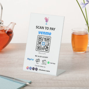 Signe De Table Paiement d'un code QR unique   Analyse blanche pou