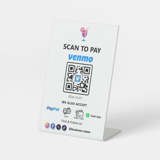 Signe De Table Paiement d'un code QR unique | Analyse blanche pou (Recto)