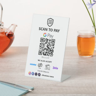 Signe De Table Paiement d'un code QR unique   Analyse blanche pou
