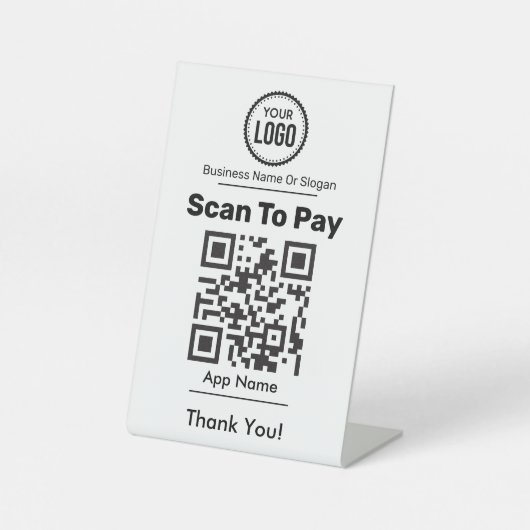 Signe De Table Paiement par code QR avec portefeuille numérique e (Recto)