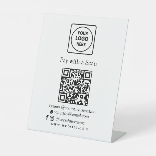 Signe De Table Paiement par code QR | Conception personnalisée de (Recto)