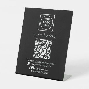 Signe De Table Paiement par code QR noir Paiement professionnel