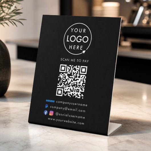 Signe De Table Paiement par Code QR | Paiement Venmo Paypal Entre
