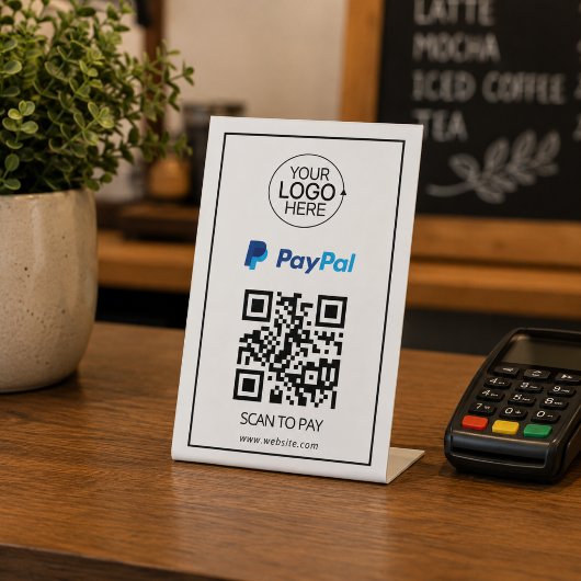 Signe De Table Paiement par code QR PayPal Ajouter un logo Sans c