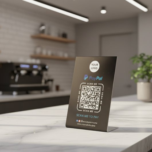 Signe De Table Paiement par code QR Paypal | Scannez pour payer l