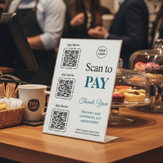 Signe De Table Paiement par code QR - Scanner pour payer le logo 