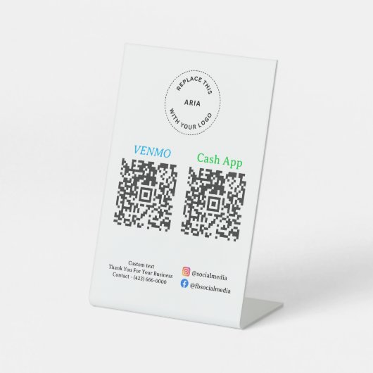 Signe De Table Paiement par code QR - Scanner pour payer le logo  (Recto)