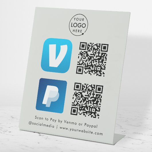 Signe De Table Paiement par Code QR | Venmo & Paypal Scannez pour
