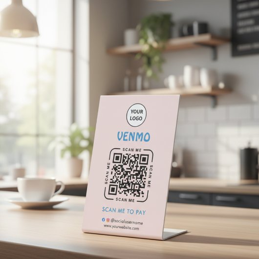 Signe De Table Paiement par code QR Venmo | Scannez pour payer le