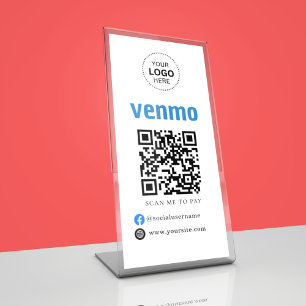 Signe De Table Paiement par code QR Venmo Scannez pour payer le