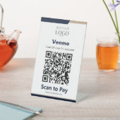 Signe De Table Paiement par scan de code QR sans contact Navy Gol (In SItu)