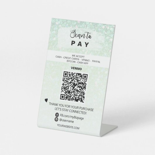 Signe De Table *~* PAIEMENT QR Table supérieure Tente Piéton Sign (Recto)