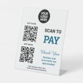 Signe De Table Paiement simple par code QR personnalisé - Logo Sc (Recto)