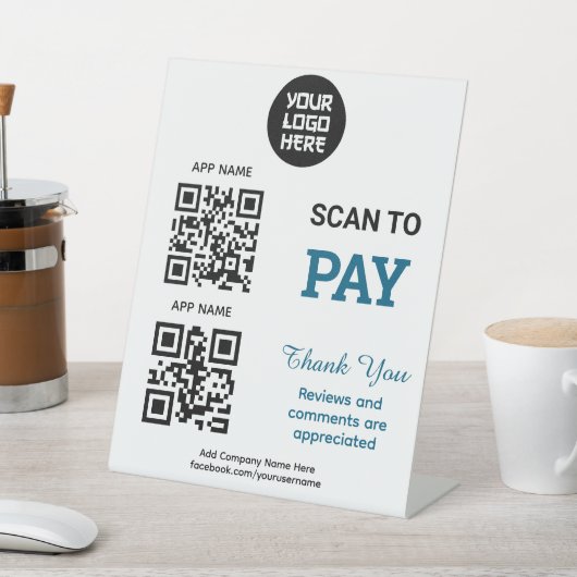 Signe De Table Paiement simple par code QR personnalisé - Logo Sc (In SItu)