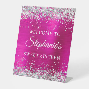 Signe De Table Paillettes Argent Rose Chaud Rose Feuille Sweet Se