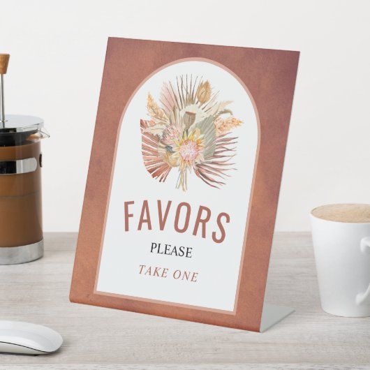 Signe De Table Palm séché pampas herbe terre cuite mariage Faveur (In SItu)