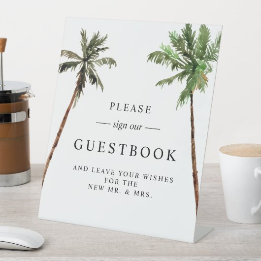 Signe De Table Palm Tree Boho Tropical Minimal Mariage Guestbook (In SItu)