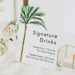 Signe De Table Palm Tree Destination Mariage Signature Boissons<br><div class="desc">Cette signature de mariage de destination de palmiers boit la conception de guéridons avec des palmiers tropicaux aquarelles sur un arrière - plan blanc éclatant qui évoque l'ambiance rêvée d'un mariage de destination. ce design rayonne le charme des rivages de sable et des palmiers balançants, parfait pour les couples à...</div>