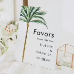 Signe De Table Palm Tree Destination Mariages Faveurs<br><div class="desc">Ce mariage de destination palmier privilégie la conception de guéridons avec des palmiers d'aquarelle tropicale sur un arrière - plan blanc éclatant qui évoque l'ambiance rêveuse d'un mariage de destination. ce design rayonne sur l'amour des rivages de sable et des palmiers balançoires, parfait pour les couples à la recherche d'une...</div>