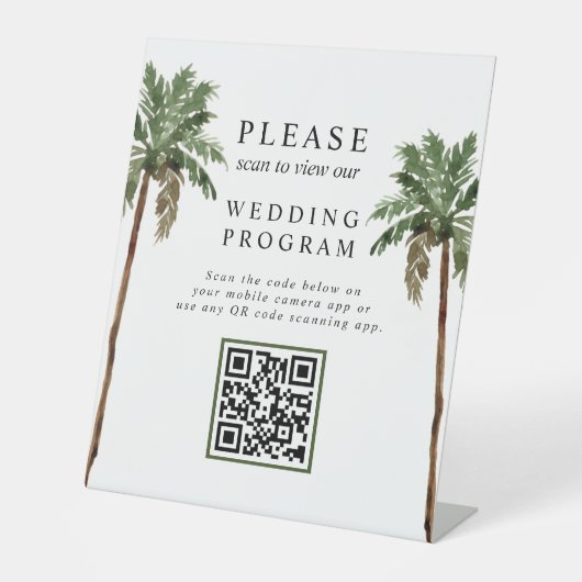 Signe De Table Palm Tree Tropical Island Code QR Programme de mar (Recto)