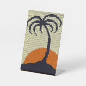 Signe De Table Palm Tree Tropical Sundown Designer Crochet Impres (Recto)