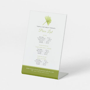 Signe De Table Palm tropical beauté liste de prix vert