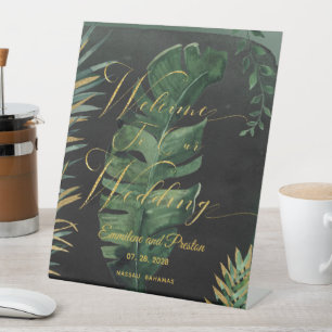 Signe De Table Palm Tropical Bienvenue À Notre Mariage