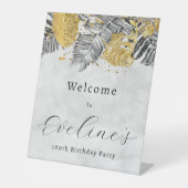 Signe De Table Palm Tropical Black Gold 100e anniversaire Bienven (Recto)