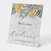 Signe De Table Palm Tropical Black Gold 40e anniversaire Bienvenu (Recto)