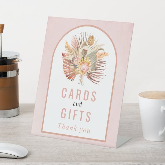 Signe De Table Palmier séché, pampas herbe douce rose mariage (In SItu)