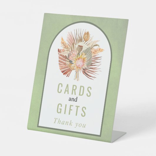 Signe De Table Palmier séché, pampas herbe sauge vert mariage (Recto)