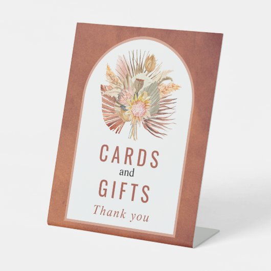 Signe De Table Palmier séché, pampas herbe terre cuite mariage (Recto)