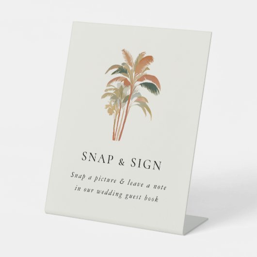Signe De Table Palmiers tropicaux Pastel Boho Signal Mariage (Recto)