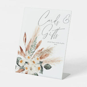 Signe De Table Pampas en cuivre Boho & Cartes Florales Beige & Ca