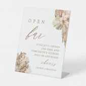 Signe De Table Pampas Grass Boho Mariage Open Bar Sign (Recto)